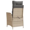 Chaise inclinable de jardin et repose-pied mélange beige rotin 