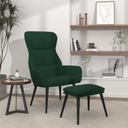 Chaise de relaxation avec tabouret Vert foncé Tissu 