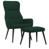 Chaise de relaxation avec tabouret Vert foncé Tissu 