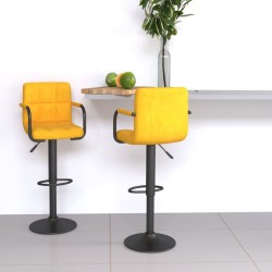 Tabourets de bar lot de 2 jaune moutarde velours 