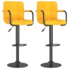 Tabourets de bar lot de 2 jaune moutarde velours 