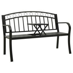 Banc de jardin avec table Noir 120 cm Acier 