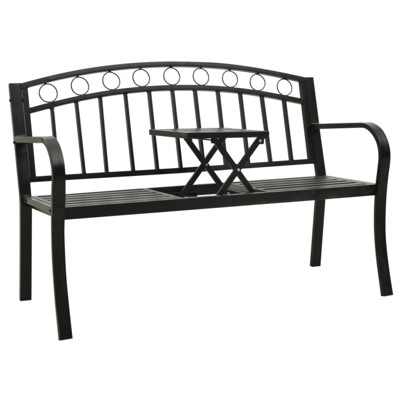 Banc de jardin avec table Noir 120 cm Acier Banc de jardin avec table Noir 120 cm Acier
