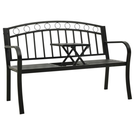 Banc de jardin avec table Noir 120 cm Acier 