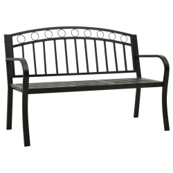 Banc de jardin avec table Noir 120 cm Acier 