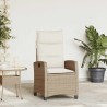 Chaise de jardin inclinable et table d'appoint beige polyrotin 