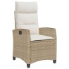 Chaise de jardin inclinable et table d'appoint beige polyrotin 