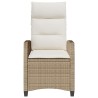 Chaise de jardin inclinable et table d'appoint beige polyrotin 