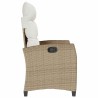Chaise de jardin inclinable et table d'appoint beige polyrotin 