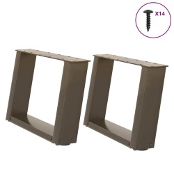 Pieds de table basse en U, 2 pièces, acier naturel, 50 x (30-31) cm 