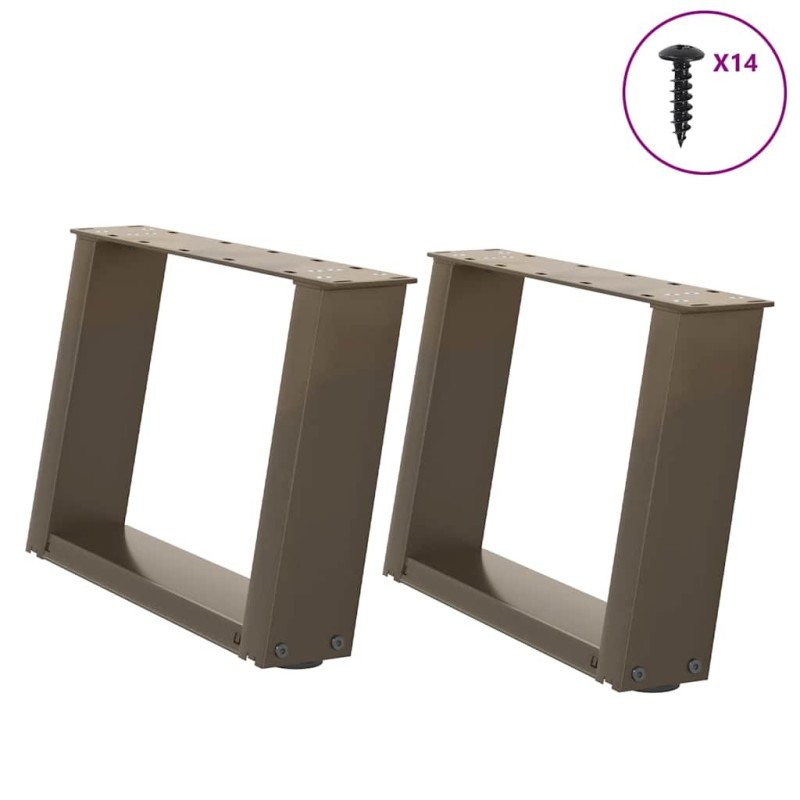 Pieds de table basse en U, 2 pièces, acier naturel, 50 x (30-31) cm 