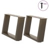Pieds de table basse en U, 2 pièces, acier naturel, 50 x (30-31) cm 