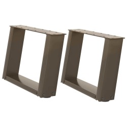 Pieds de table basse en U, 2 pièces, acier naturel, 50 x (30-31) cm 
