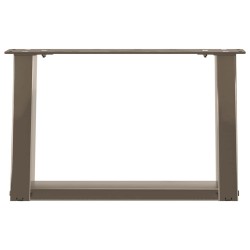 Pieds de table basse en U, 2 pièces, acier naturel, 50 x (30-31) cm 