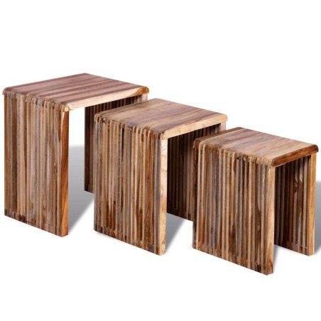 Table gigogne 3 pcs Teck recyclé  