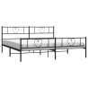 Cadre de lit métal sans matelas avec pied de lit noir 200x200cm 