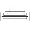 Cadre de lit métal sans matelas avec pied de lit noir 200x200cm 