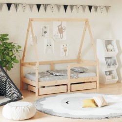 Cadre de lit enfant avec tiroirs 70x140 cm bois de pin massif 