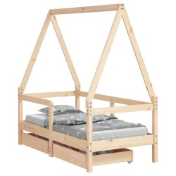 Cadre de lit enfant avec tiroirs 70x140 cm bois de pin massif 