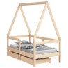 Cadre de lit enfant avec tiroirs 70x140 cm bois de pin massif 