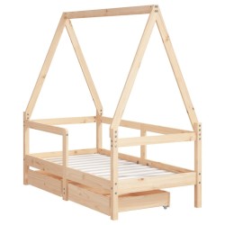 Cadre de lit enfant avec tiroirs 70x140 cm bois de pin massif 