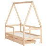 Cadre de lit enfant avec tiroirs 70x140 cm bois de pin massif 