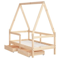Cadre de lit enfant avec tiroirs 70x140 cm bois de pin massif 