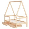 Cadre de lit enfant avec tiroirs 70x140 cm bois de pin massif 