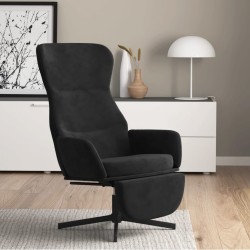 Chaise de relaxation avec repose-pied Noir Velours 
