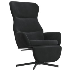 Chaise de relaxation avec repose-pied Noir Velours 