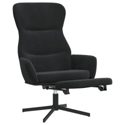 Chaise de relaxation avec repose-pied Noir Velours 