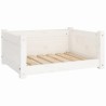 Lit pour chien Blanc 65,5x50,5x28 cm Bois de pin solide 