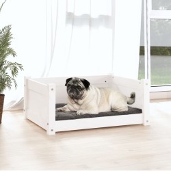 Lit pour chien Blanc 65,5x50,5x28 cm Bois de pin solide 