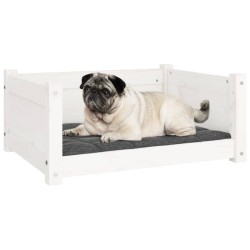Lit pour chien Blanc 65,5x50,5x28 cm Bois de pin solide 