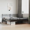 Cadre de lit métal sans matelas avec pied de lit noir 180x200cm 