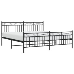 Cadre de lit métal sans matelas avec pied de lit noir 180x200cm 
