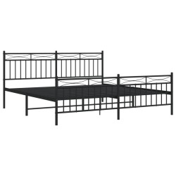 Cadre de lit métal sans matelas avec pied de lit noir 180x200cm 