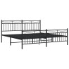 Cadre de lit métal sans matelas avec pied de lit noir 180x200cm 