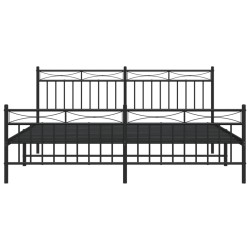 Cadre de lit métal sans matelas avec pied de lit noir 180x200cm 