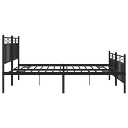 Cadre de lit métal sans matelas avec pied de lit noir 180x200cm 