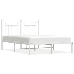 Cadre de lit métal sans matelas et tête de lit blanc 150x200 cm 