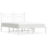 Cadre de lit métal sans matelas et tête de lit blanc 150x200 cm 