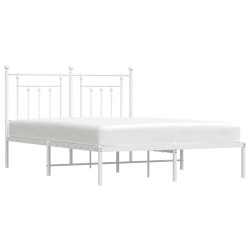 Cadre de lit métal sans matelas et tête de lit blanc 150x200 cm 