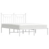 Cadre de lit métal sans matelas et tête de lit blanc 150x200 cm 