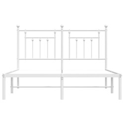 Cadre de lit métal sans matelas et tête de lit blanc 150x200 cm 