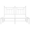 Cadre de lit métal sans matelas et tête de lit blanc 150x200 cm 