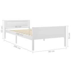 Cadre de lit Bois de pin massif Blanc 90x200 cm 