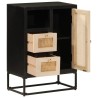 Buffet noir 55x30x76 cm bois massif de manguier et fer 