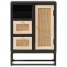 Buffet noir 55x30x76 cm bois massif de manguier et fer 