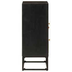 Buffet noir 55x30x76 cm bois massif de manguier et fer 